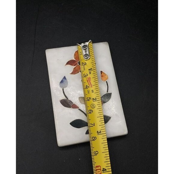 Pietra Dura Italy Marble Inlaid Flower Plaque Mini 3” - Picture 5 of 5